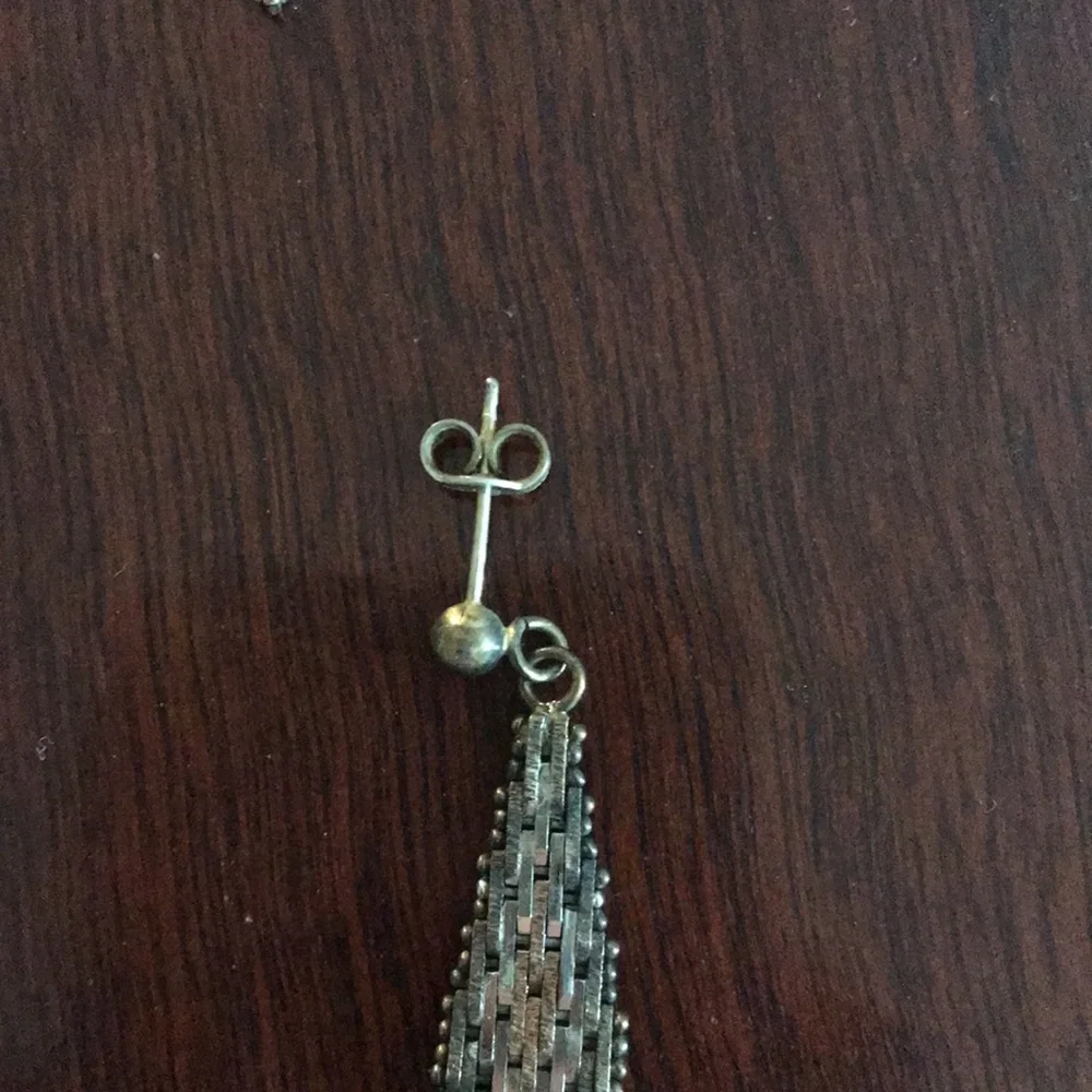 Woven Patterned Gold Tone Earrings - Picture 7 of 7